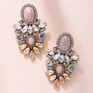 Two tone crystal cluster stud earrings